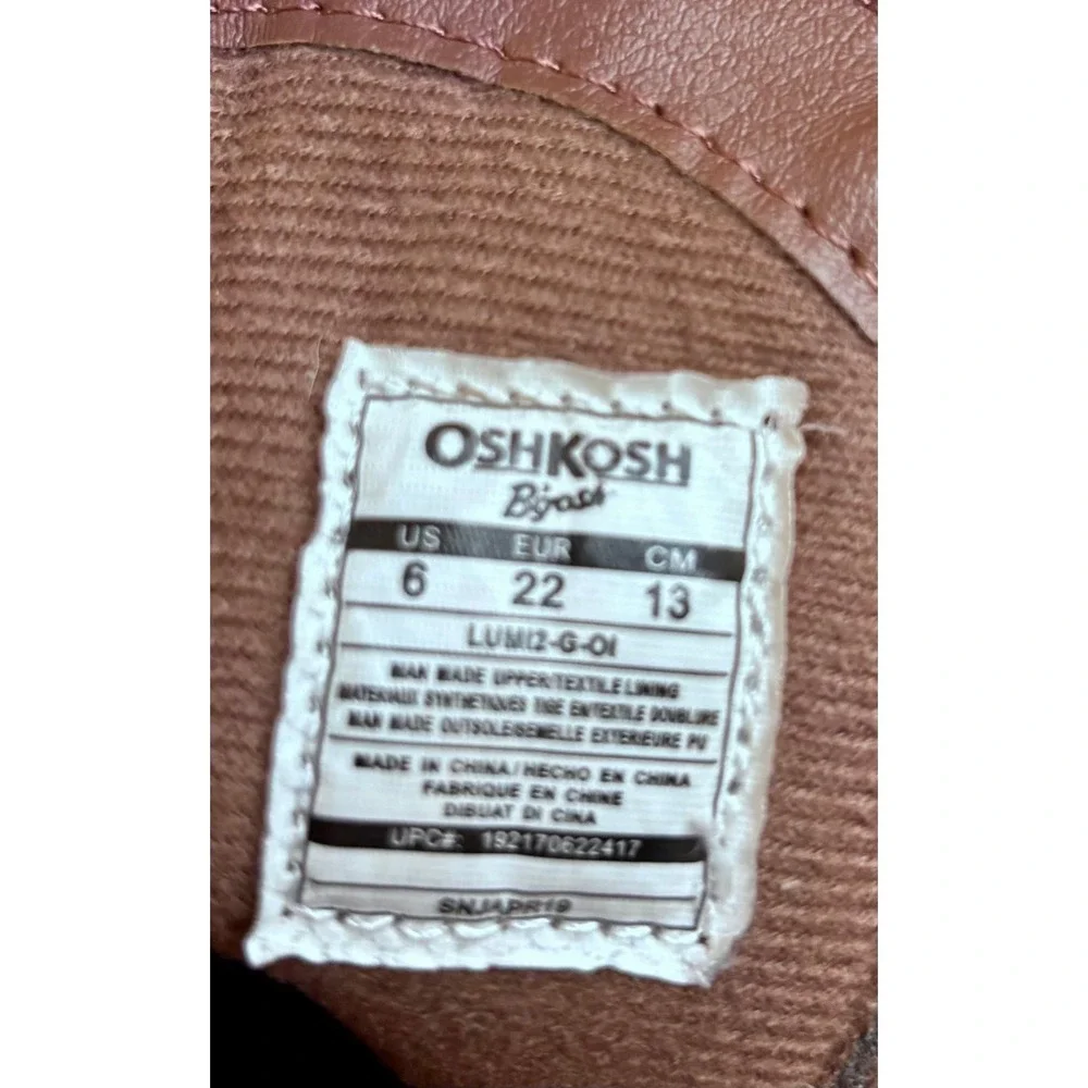 OshKosh B'gosh Tall Riding Boots Kids Size 6 Brown Buckle Zip Pebbled Leather